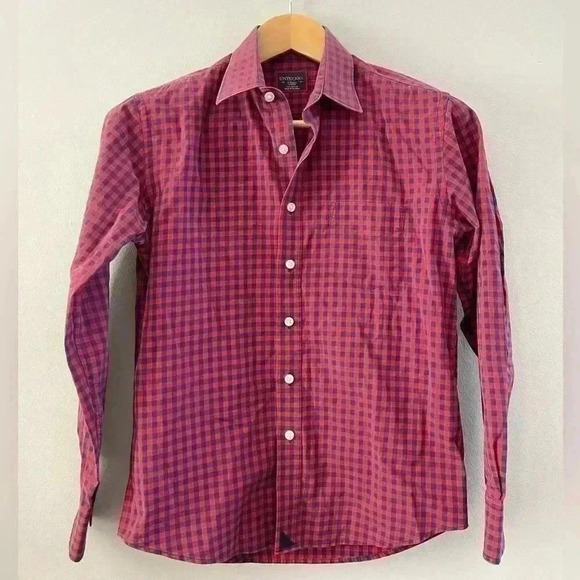 UNTUCKit Slim Fit Red & Blue Checkered Button Up Long Sleeve Shirt - Sz xs - Picture 1 of 2